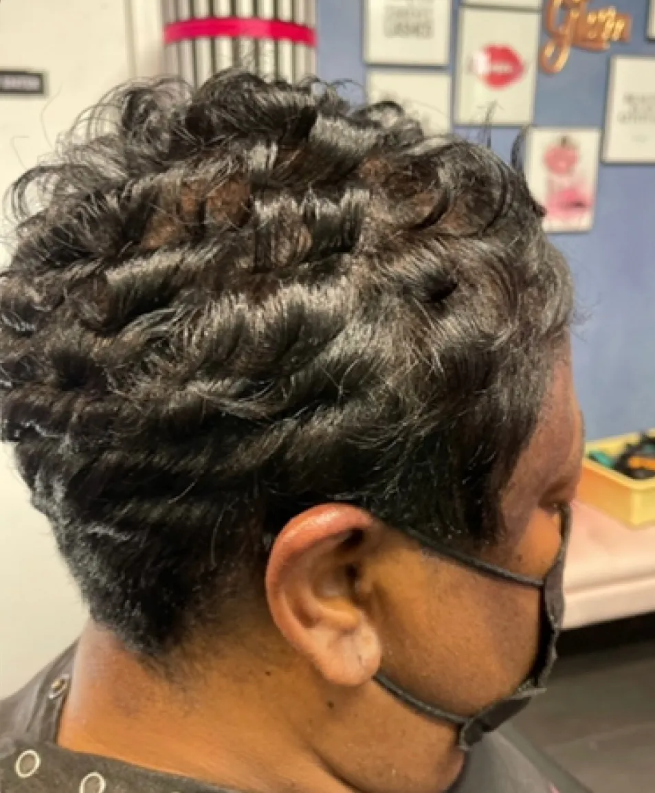 After — fuller, styled curls following hair regrowth treatment, GlamorChiQ Memphis