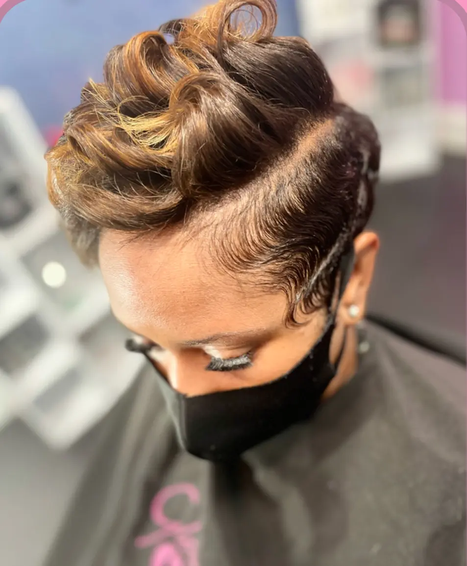 After — finished fingerwave updo style, GlamorChiQ Memphis client